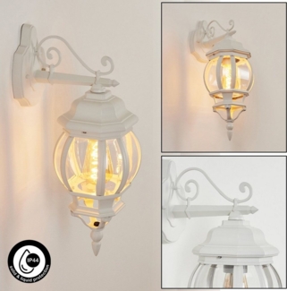 hofstein Außen-Wandleuchte »Meyen« Wandlampe abwärts in antikem Look aus Metall/Glas in Weiß/Klar, ohne Leuchtmittel, Wandleuchte mit E27, Außenleuchte, IP44