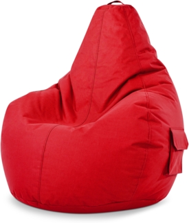 Green Bean© Sitzsack mit Rückenlehne "Cozy" 80 x 70 x 90 cm - Gaming Chair mit 230L Füllung - Bean Bag Lounge Chair Sitzhocker Rot