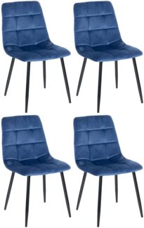 CLP 4er Set Esszimmerstühle Antibes Samtbezüge bis 150 kg belastbar,blau