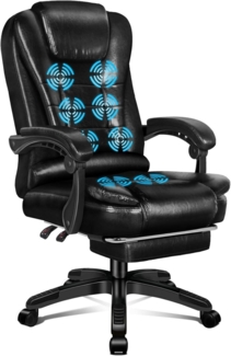 Ergonomischer Bürostuhl mit Wärmemassage SchwarzPU-Leder Drehstuhl