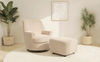 INOSIGN Drehsessel HETTY, Drehsessel mit Wippfunktion und Hocker, Lesesessel, Armsessel (Set, 2-St), mit Dreh/Wippfunktion, mit Federkern, in Cord und Microfaser