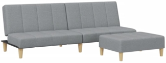 vidaXL Schlafsofa 2-Sitzer mit Fußhocker Hellgrau Stoff 3258138
