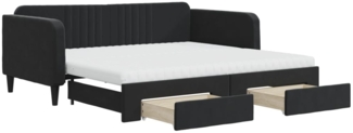 vidaXL Tagesbett Ausziehbar mit Schubladen Schwarz 90x190 cm Samt 3197150