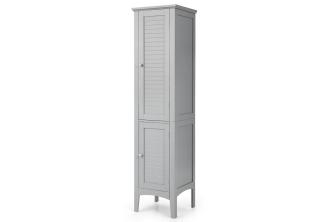 COSTWAY Hochschrank Bad,schmal,mit 2 Lamellentür,5 Fächern,37x37x160cm