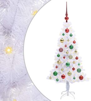 vidaXL Künstlicher Weihnachtsbaum Weiß 120 cm PVC und Stahl 3426647