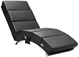 Casaria Relaxliege XXL London Massage- Heizfunktion Ergonomisch 186cm Relaxsessel Loungesessel Chaiselongue Kunstleder Schwarz