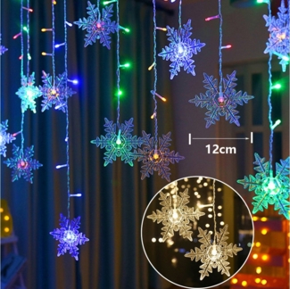 Rosnek Lichtervorhang Schneeflocke LED-Lichterkette, für Hochzeit Weihnachten Party, 31V, Timer, mit 8 Modi & Speicherfunktion