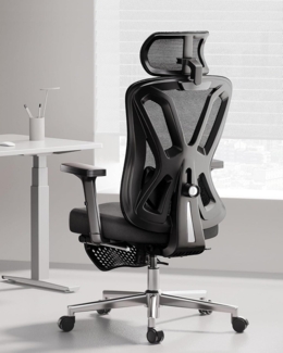 Ergonomischer Bürostuhl Lordosenstütze Sitzkissen Fußstütze schwarz