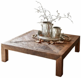 Mirabeau Couchtisch charaktervoller Sofatisch Vivacetto aus Salbaumholz braun (Unikat mit kunstvoller Intarsienplatte), Wohnzimmertisch, B 100cm, H 30cm, T 100cm