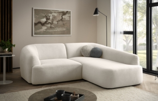 DOMO. collection Ecksofa 100 026, kleine Couch in L-Form, mit Taschenfederkern, organische Form, Sofa, Polsterecke, Eckcouch, Polstergarnitur 216 x 196 x 76 cm (BxTxH), creme