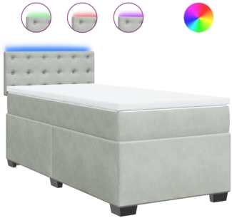 vidaXL Boxspringbett mit Matratze Hellgrau 90x190 cm Samt 3288486