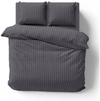 Visaggio Bettwäsche Mikrofaser Damast 135x200 155x220 200x200, Microfaser, 3 teilig, gestreift Damast Bettbezug Set, mit YKK Reißverschluss, Atmungsaktiv