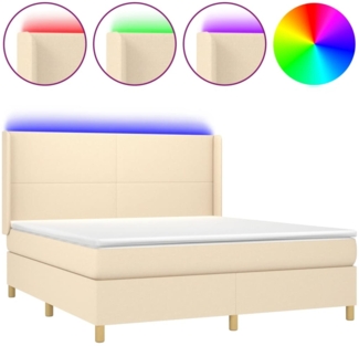 vidaXL Boxspringbett mit Matratze & LED Creme 160x200 cm Stoff 3138730