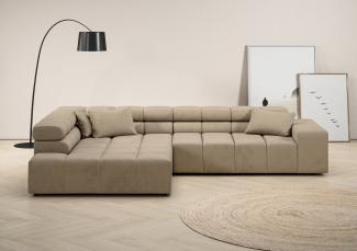 INOSIGN Ecksofa Ancona incl. Kopfteilverstellung, Zierkissen Breite 319cm, L-Form, wahlweise motorische Sitztiefenverstellung, auch in Cord + Easy Care