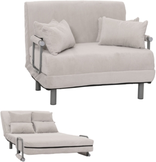 Mendler Schlafsessel HWC-K29, Klappsessel Schlafsofa Gästebett, Liegefläche 190x100 cm, Stoff Cord (330g/m²) ~ hellgrau