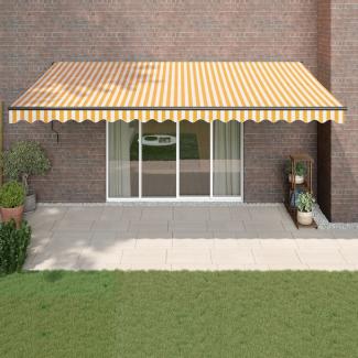 vidaXL Markise Einziehbar Gelb und Weiß 5x3 m Stoff und Aluminium