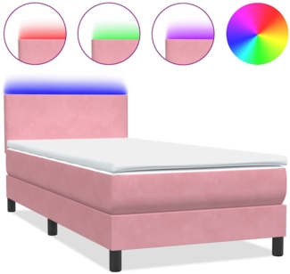 vidaXL Boxspringbett mit Matratze Rosa 80x220 cm Samt 3316718