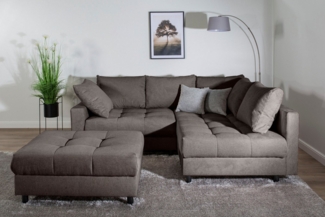 COLLECTION AB Ecksofa Toni L-Form, B: 215 cm, mit Hocker & 2 Zierkissen, Federkern