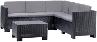 Dmora Loungeset für draußen Camerota, Outdoor-Lounge mit Couchtisch mit Kissen, Gartenkomposition mit Sofa und Sesseln, Made in Italy, Anthrazit