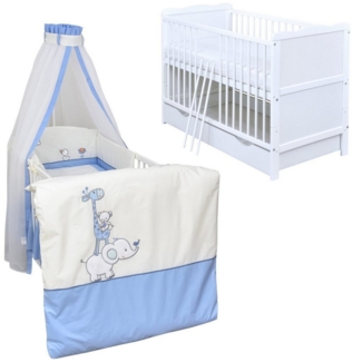 Baby-Delux Komplettbett Babybett Jack Schublade Komplettset, 11-tlg, Kinderbett 70x140 cm weiß, Bettset verschiedene Designs