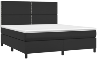 vidaXL Boxspringbett mit Matratze & LED Schwarz 160x200 cm Kunstleder 3135891