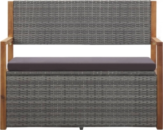 vidaXL Bank mit Stauraum 115 cm Poly Rattan Massivholz Akazie Grau 46011