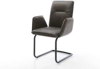 Freischwinger Vinja-Flex Mikrofaser Anthrazit Vintage Freischwinger rund Schwarz
