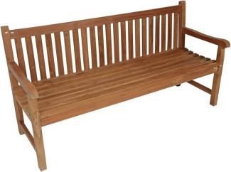 Lesli Living Gartenbank XL 4 Sitzer Teak Holz Bank Parkbank wetterfest 180 cm, 120 kg Tragkraft pro Sitzplatz