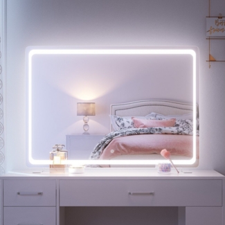 SONNI Schminkspiegel LED Schminkspiegel 100x70cm, 3 Farben dimmbar mit Steckdose & Touch
