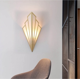 Jibenhome LED Wandleuchte LED Wandleuchte Moderne Fächer Wandlampe Leinen Eisen Flurlampe, Gold, Flammen-Effekt für Flur Treppenhaus Wohnzimmer Schlafzimmer