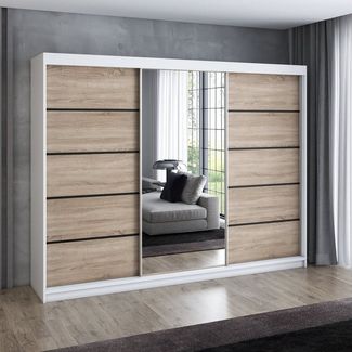 A&J MöbelLand Schwebetürenschrank VILUNO mit 4 Schubladen und Spiegel