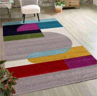 Mazovia Designteppich Modern Geometrischer Teppich Bunt Weich Teppich für Wohnzimmer Bunte, 80 x 150 cm, Fußbodenheizung