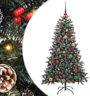 vidaXL Künstlicher Weihnachtsbaum Grün 150 cm PVC, Plastik und Stahl 3395876