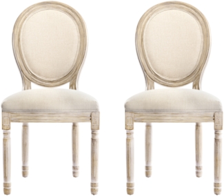 HOMEMIYN Esszimmerstuhl,Beige,Leinen,Massivholz,H56 x T94,5 x B50 cm
