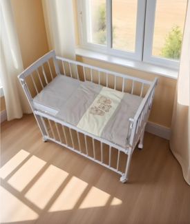 Beistellbett Weiß 40x90 inkl. Matratze & Bettwäsche Set – Viele Farben