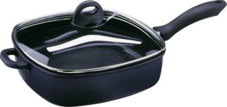 GSW Schmorpfanne Gourmet, Aluminiumguss, Fett-Trenn-Pfanne, robuste Qualtiät, 28x28 cm, Induktion