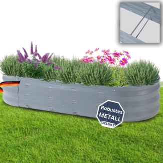 DELUKE® Hochbeet für Garten SOPHIE - Verzinkter Stahl Wetterfest Hochbeet Metall Hochbeet-Kit Bausatz Pflanzenbeet Blumenbeet Gartenbeet Kräuterbeet für Garten Gemüsebeet Anthrazit 129 x 50 x 25 cm