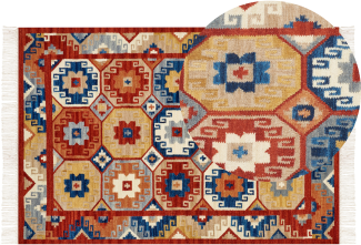 Kelim Teppich Wolle mehrfarbig 160 x 230 cm orientalisches Muster Kurzflor LUSARAT