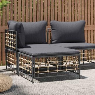 vidaXL Gartenhocker mit Dunkelgrauem Kissen Poly Rattan 364136