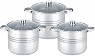 Cheffinger Kochtopf Pfannen Topfset Glasdeckel 6-tlg Induktion Edelstahl CF-SP4