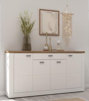 Sideboard Michigan in weiß matt und Eiche 159 cm
