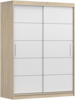 MOEBLO Kleiderschrank LARA 06 (mit dekorativen Elementen aus Aiminium, Schwebetürenschrank 2-türig Schrank, Gaderobe mit vielen Einlegeböden und Kleiderstange), (BxHxT): 150 x 200 x 61 cm