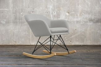 KAWOLA Schaukelstuhl Stella Schaukelsessel Esszimmerstuhl Stoff hellgrau 73 x 75 x 62 cm