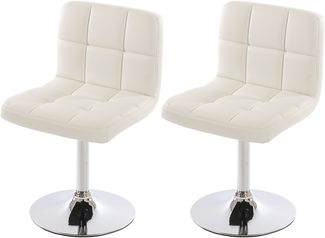 2er-Set Esszimmerstuhl Drehstuhl Stuhl Kavala Kunstleder Chrom ~ weiß