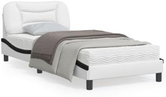 vidaXL Bettgestell ohne Matratze "Hvar" Weiß und Schwarz 90x190 cm Kunstleder 3207973