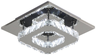 Goeco Deckenleuchte LED Kristall Deckenleuchte, quadratische Deckenlampe, 20 x 20 x 8 cm, LED fest integriert, Kaltweiß, Transparenter Kristall, Einlagig, 12W