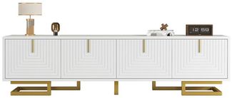 BlingBin TV-Schrank TV-Ständer Fernsehschrank (1-St, mit strukturierten Türen, goldene Griffe und goldene Beine) Modernes Design,160×38 ×44,5cm