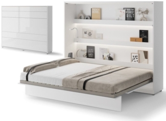Compleo Schrankbett Horizontal Wandklappbett Lenart Bed Concept Schrankklappbett (mit LED) Ideal für kleine Räume