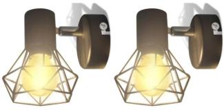 Wandleuchten 2 Stk. LED-Glühlampe Industrie-Stil Drahtschirm Schwarz 242265