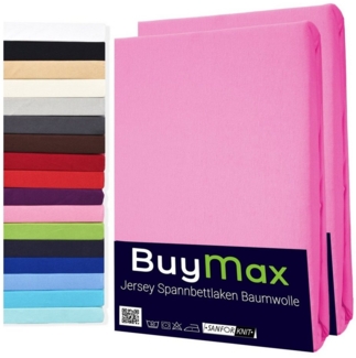 Buymax Spannbettlaken 60x120 cm Doppelpack 100% Baumwolle Kinderbett Spannbetttuch Baby Bettlaken Jersey, Matratzenhöhe bis 15 cm, Farbe Altrosa